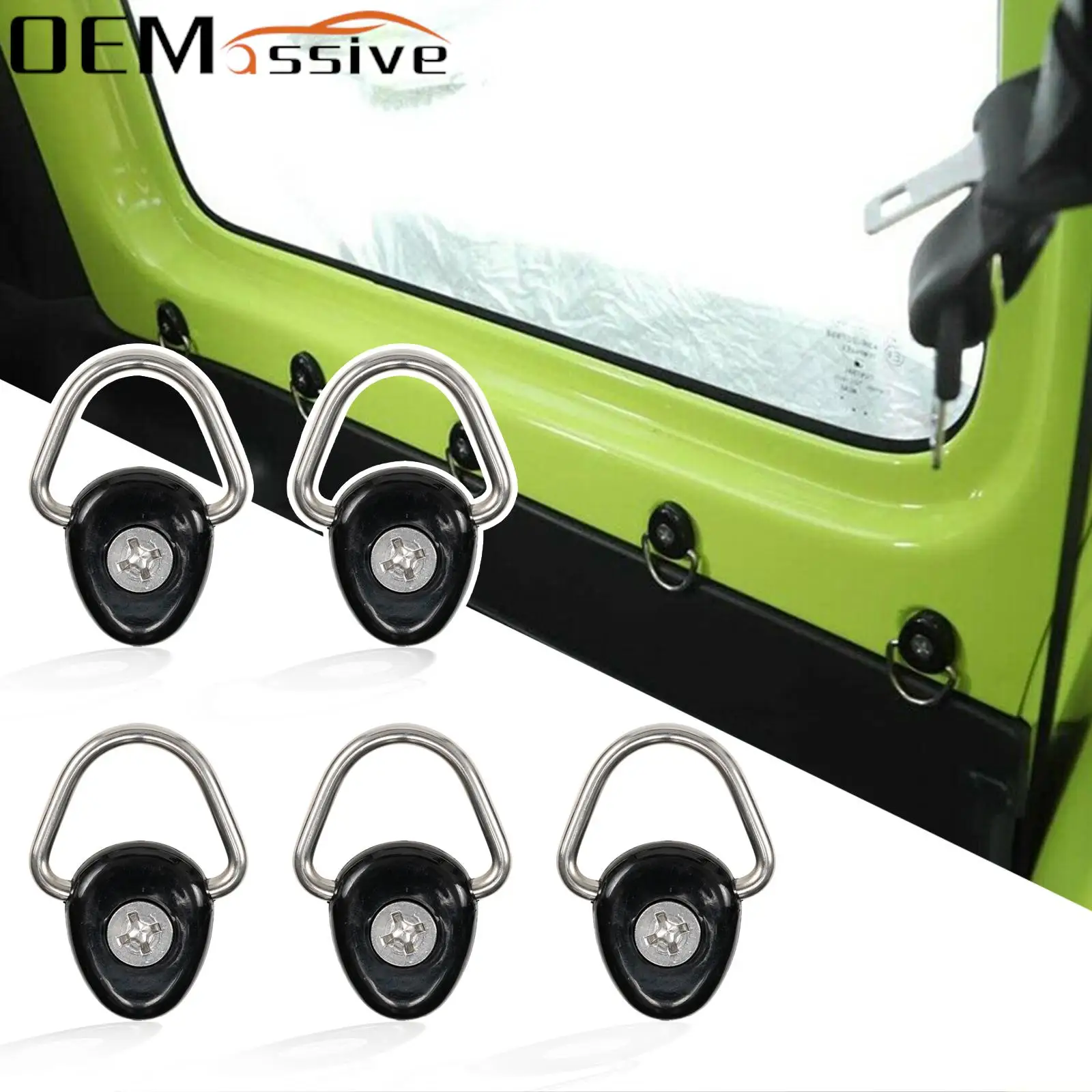 5pcs D-Ring Buckle Tie Down Anchor Trailer Cargo Truck Net Hook Car Accessories For Suzuki Jimny JB64 JB74W 2019 2020 2021 2022