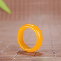 Natural Hetian Yellow Jade Ring Fashion Charm Jewellery Carved Jadeite Designer Accessories Amulet for Men Women Gifts Luxury