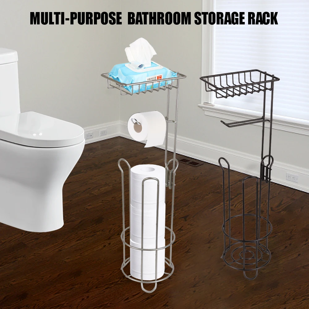 

Multifunctional Storage Shelf Organizer For Phone Tissue Bathroom Paper Roll Stainless Steel Toilet Paper Holder