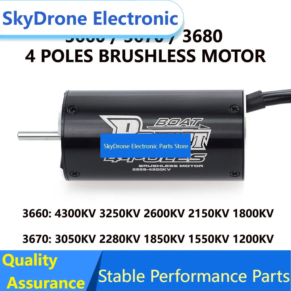 SkyDElSurpass Hobby 3660 3670 3680 4 Poles Waterproof Brushless Motor 3250KV 2280KV 1250KV For RC 800-1000mm Traxxas Feilun Boat