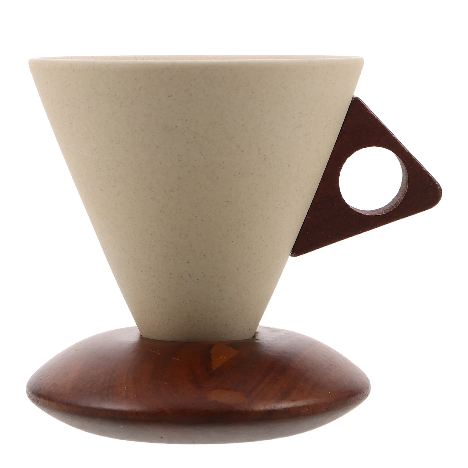 

250Ml Ceramic Funnel Coffee Mug Japanese Style Retro Espresso Cup Wooden Base Heat Resistant Lightweight For Latte Cappuccino
