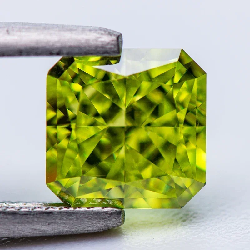 Zircônia cúbica esmagada corte de gelo asscher forma maçã cor verde encantos contas para diy jóias fazendo anel materiais sem certificado