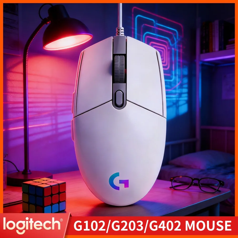 Logitech G102 Prodigy Gaming Mouse, 8000 DPI HERO Sensor, 16.8 Million RGB Colors, 6 Keys For Competitive MOBA