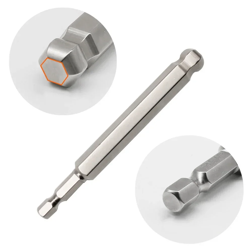 Imagem -03 - Long Ball End Hex Screwdriver Bit Cabeça de Lote Magnético Alta Dureza Liga de Aço Ferramentas Manuais H1.5-h10 75 mm 1pc