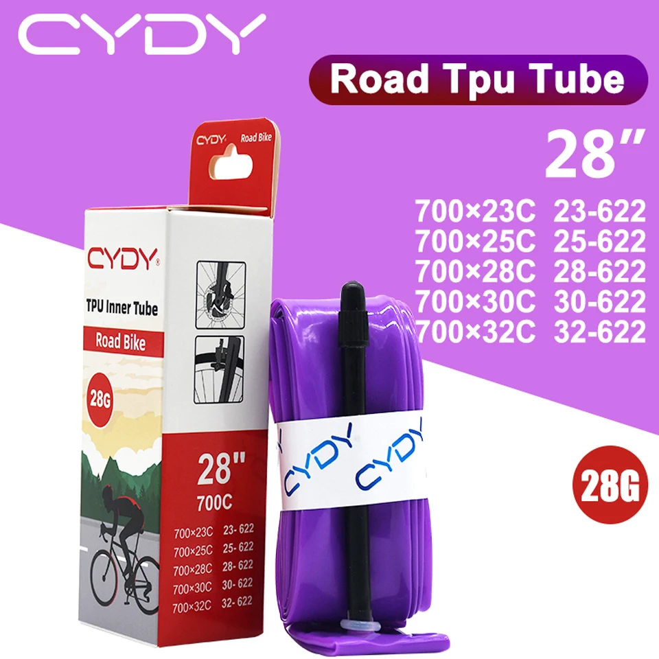 CYDY TPU Road Bicycle Inner Tube 700x23-32C for 23C 25C 28C 32C Bike Tire Bike Camera 700C pneu aro French Valve 45/65/85mm 28G