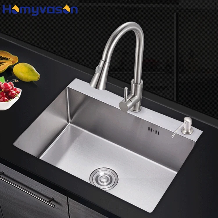 Kitchen Silver Handmade Strainer Workstations Single Bowl Farmhouse Stainless Steel Kitchen Sink