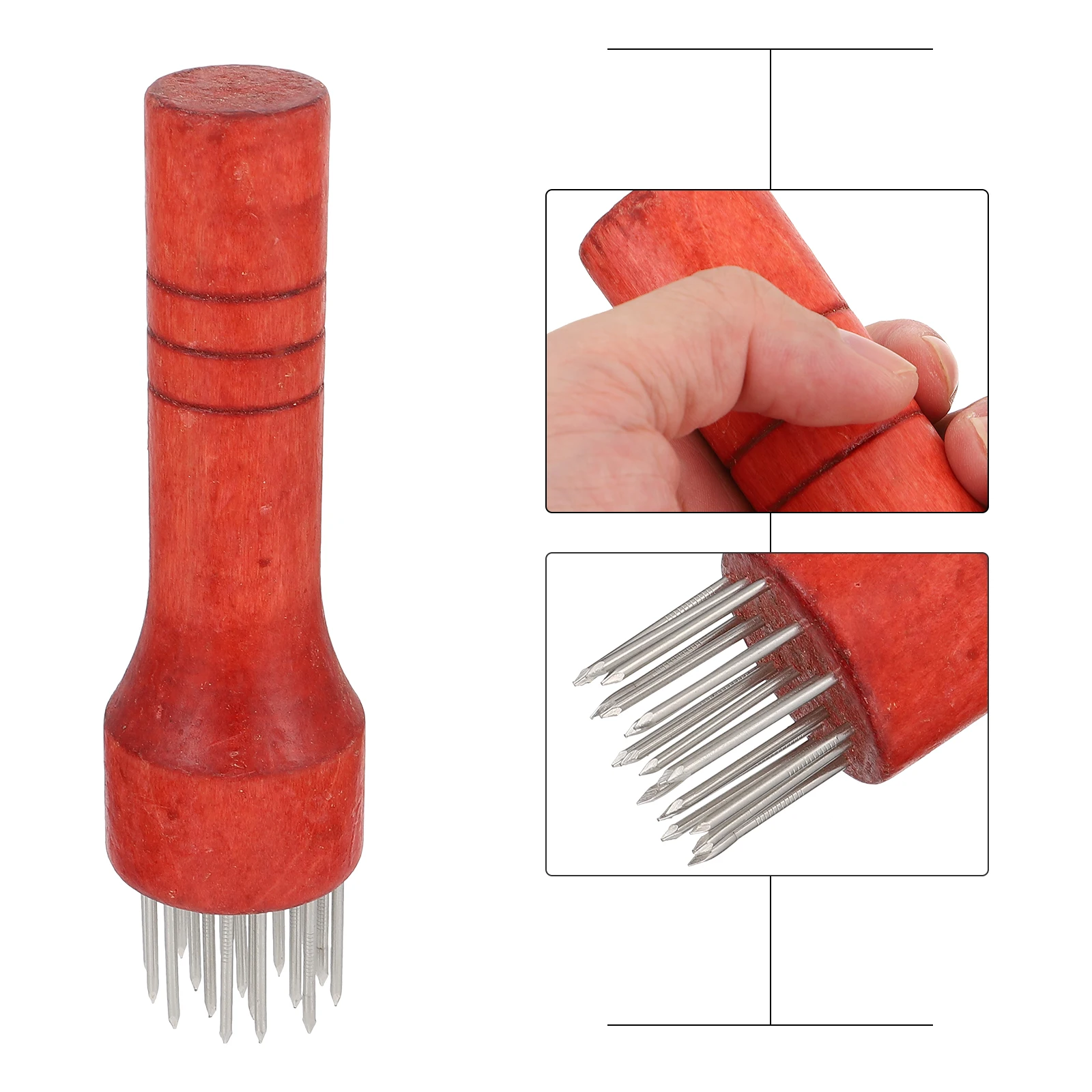 

1pc Meat Tenderizer Wooden Handle Heavy Duty Kitchen Tool Beef Pork Steak Meat Loosening Needle Non Slip Handle Steak