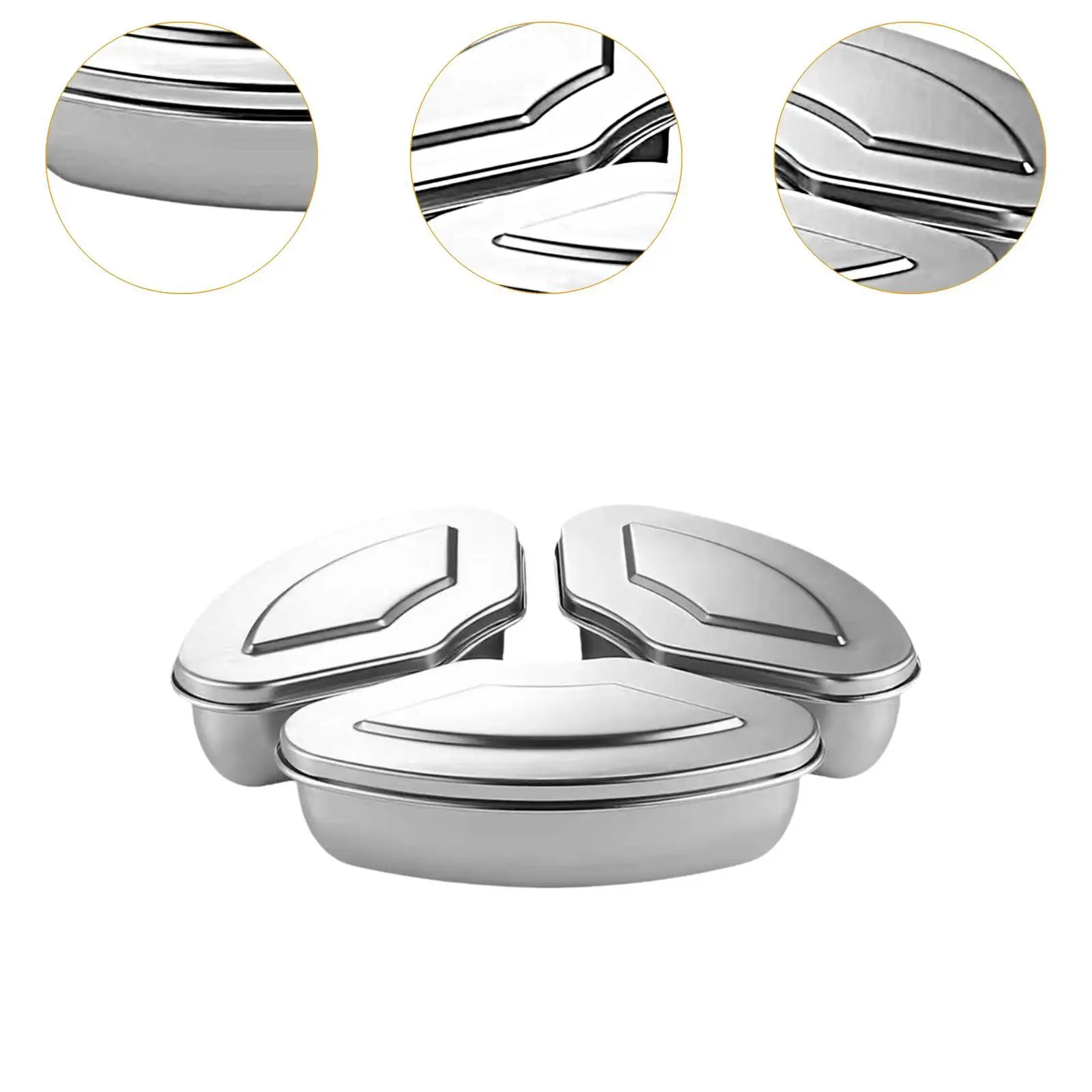 3 قطعة صناديق الطعام البخاري مع الأغطية أواني المطبخ صندوق أطباق متعدد الأغراض لوعاء مقلاة الهواء لإعداد سريع على شكل مروحة الوجبات #5