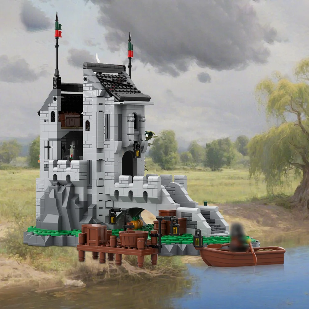 Gobricks MOC Woolfpacks ساعة برج اللبنات نموذج الذئب حزمة القرون الوسطى العمارة الطوب تجميعها لعبة للأطفال هدية