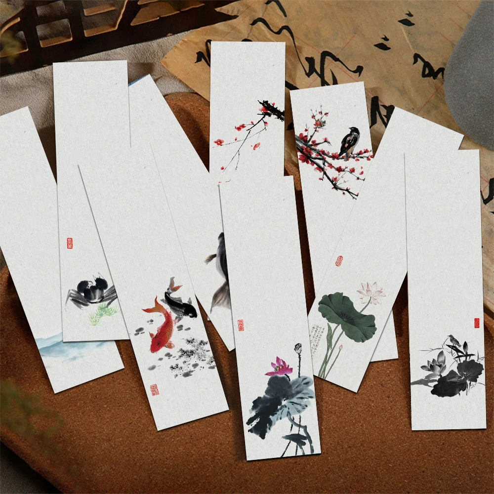 30pcs Chinese Style Ink Bookmarks Reading Pages Books Labeling Students Stationary Supplies Aesthetic Bookmarks Paper Cards
