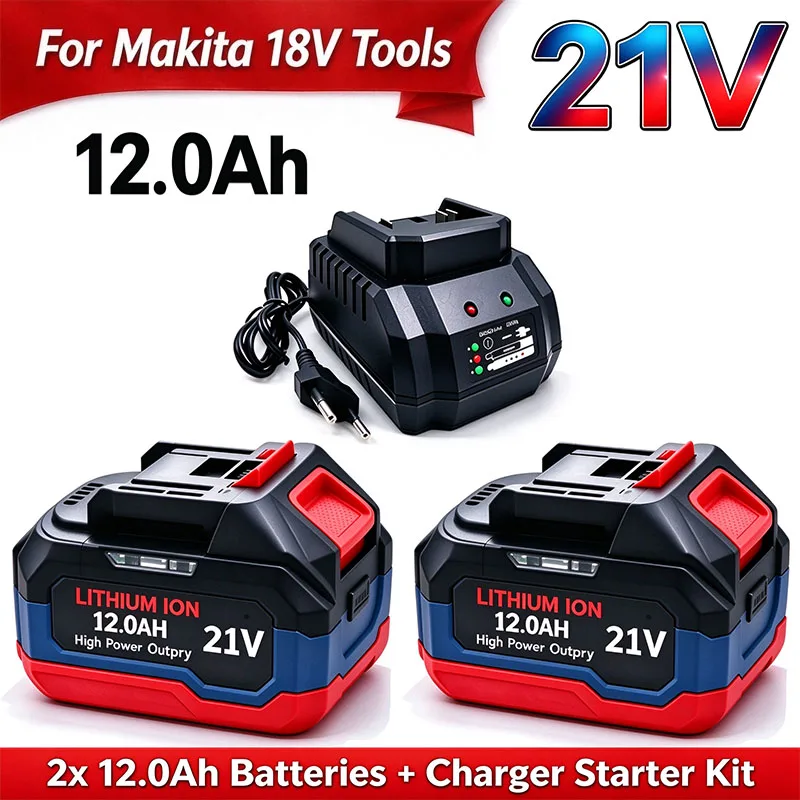 2026 New 21V 6.0Ah /12.0Ah Rechargeable Lithium Battery Compatible with 18V Cordless for Makita Power Tools Fits DHR202 DDF487