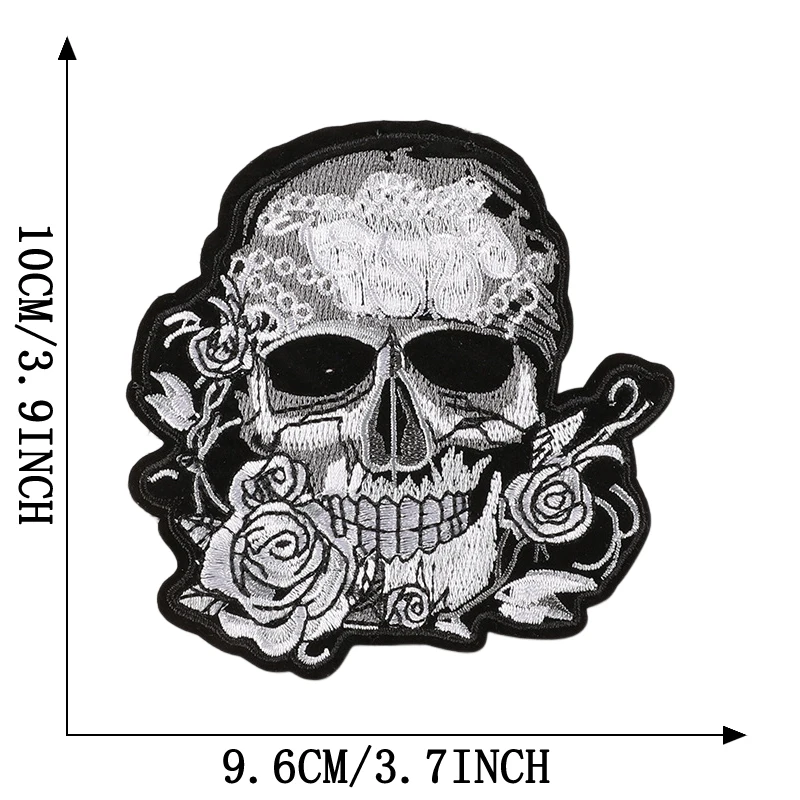 Punk Patches Eisen auf für Kleidung Designer Schädel Outdoor bestickt Parche Bordado Para Ropa Termoadesive Rock Nähen Diy Jacke – Detail 3