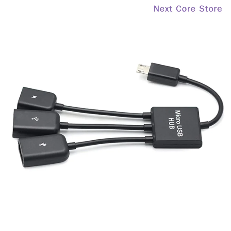 1Pcs 3 Port Micro USB Type C HUB Male To Female Double USB 2.0 3 In 1 Host OTG Adapter Cable For Smartphone Computer Tablet