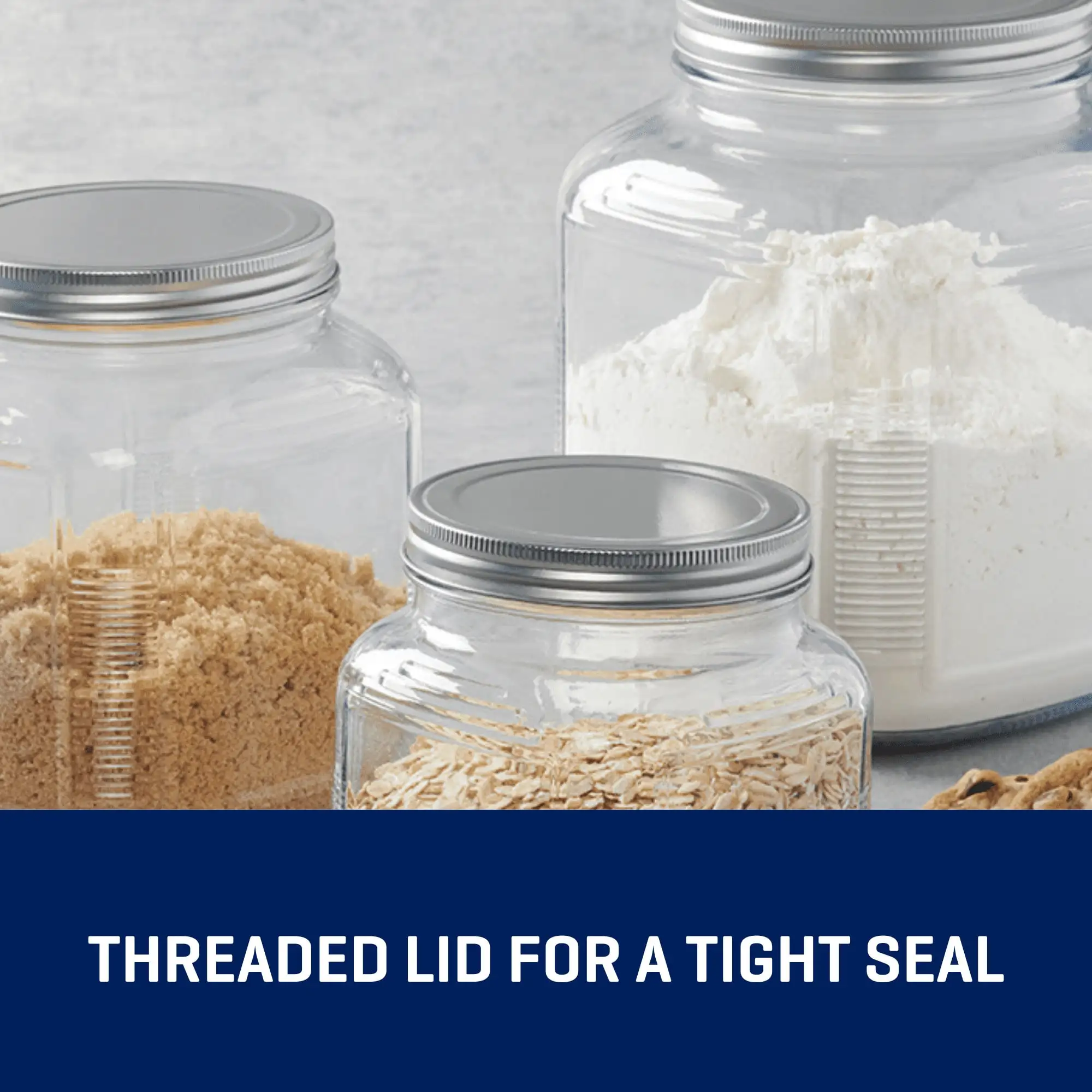 (뚜껑이 있는 유리 쿠키 항아리 4팩, 2쿼트