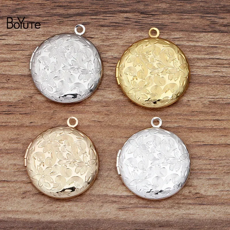 BoYuTe (10 Pieces/Lot) 27MM Round Metal Brass Photo Locket Pendant Factory Direct Wholesale Diy Floating Locket Charms