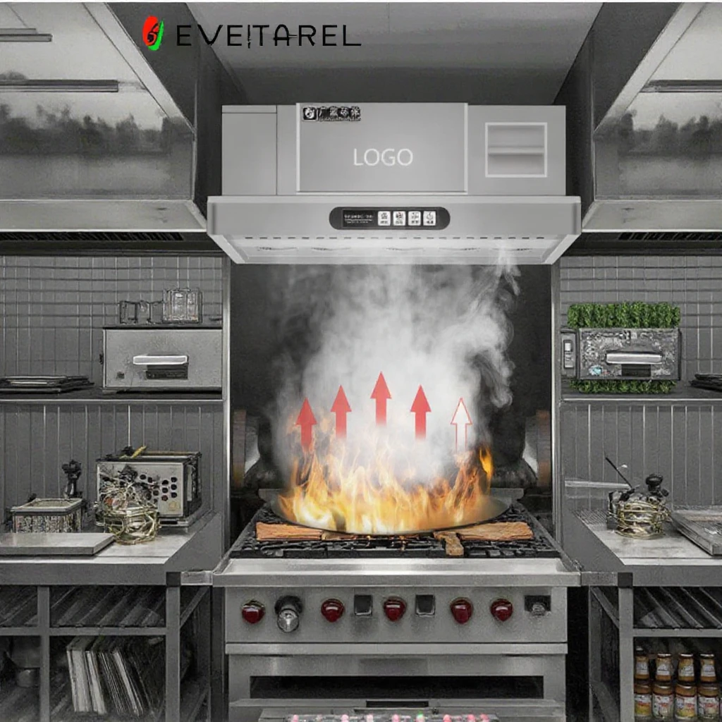 Custom Made Commercial Smart Range Hood 20% Cost One-Stop Solution with Electrostatic Precipitator for Hotels