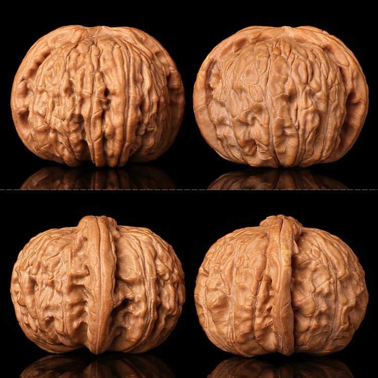 Chinese Traditional Auspicious Lucky Natural Wide Texture Short Stump Wenwan Walnut Hand Massage Pair Wealth Attracting Blessing