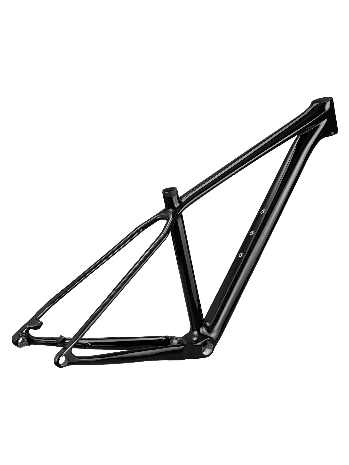 Carbon fiber mountain bike, all black off-road frame, inline bike, single frame