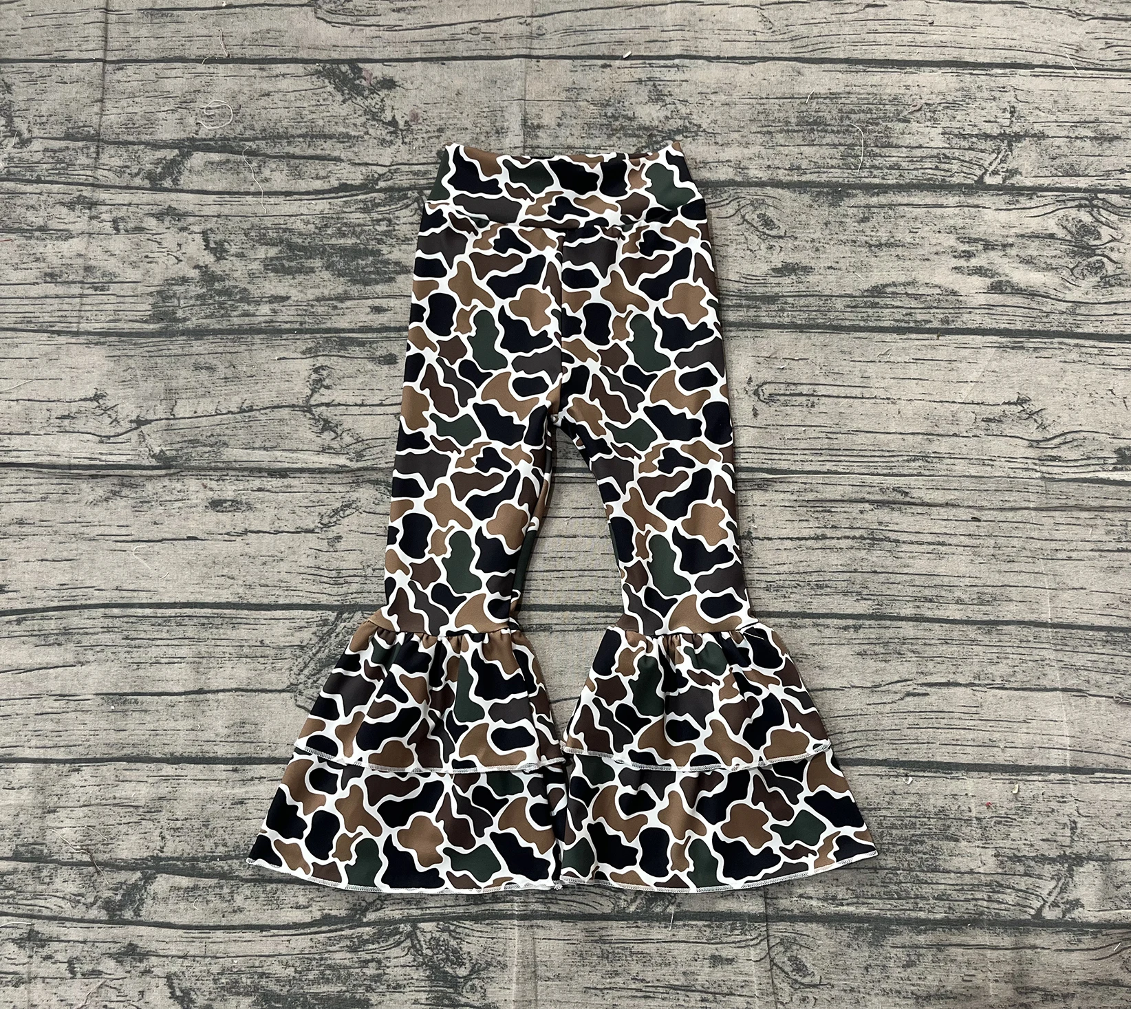 

Z1112-10 P0887 Kids Fall Clothes Camouflage Print Children Yoga Bell Bottom Pants