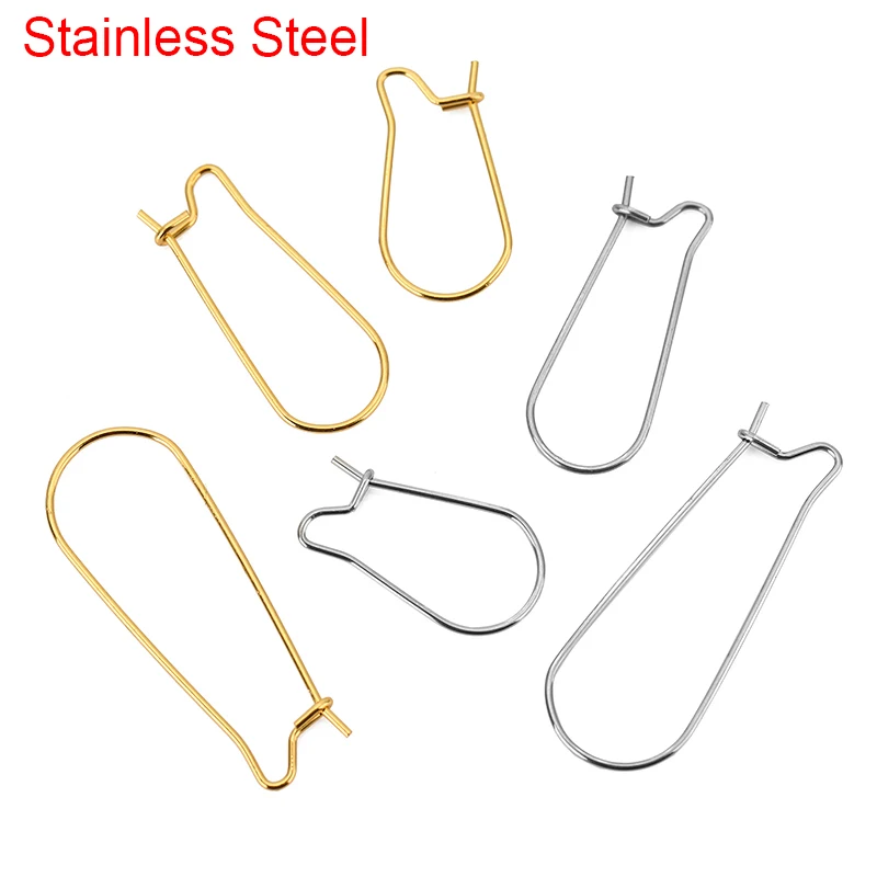 30pcs 316L Stainless Steel Earring Hooks Wire 20 25 33 mm Hypoallergenic Big Earrings Hoops Lot For Diy Jewelry Making Supplies