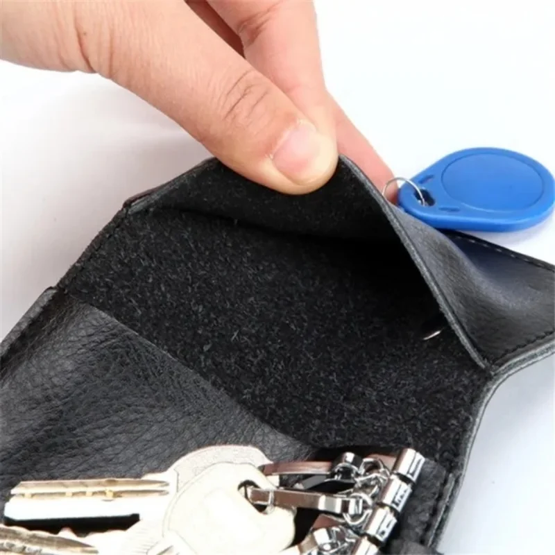 Genuine Leather Keychain Bag Men Women Key Holder Organizer Pouch Cow Leather Car Key Wallets Housekeeper Key Case Mini Card Bag