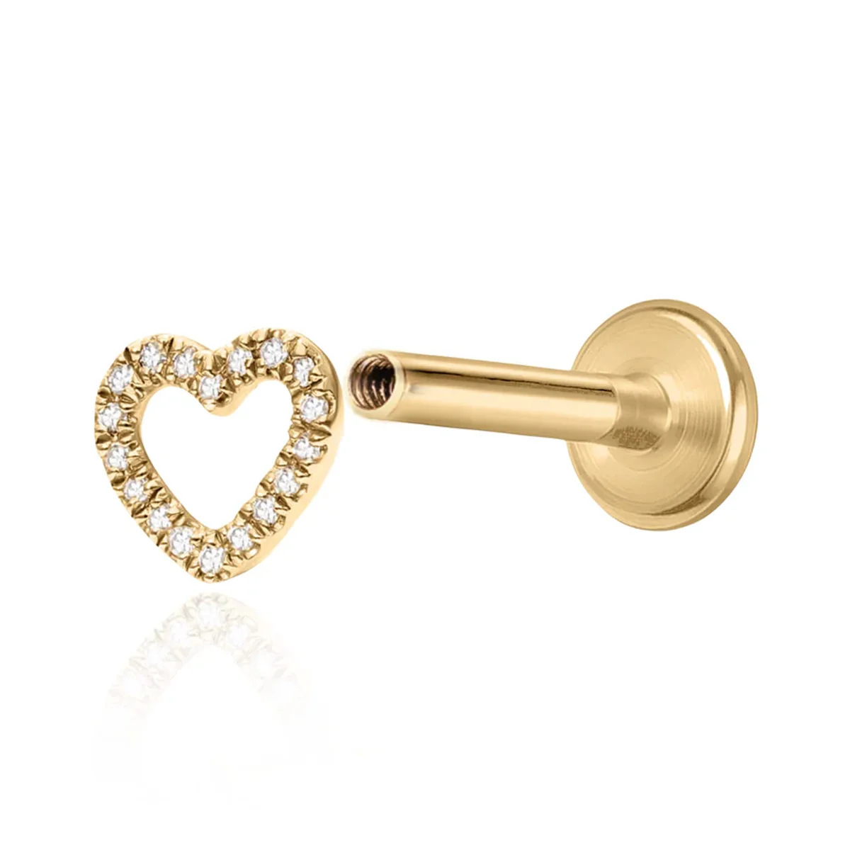 Brilliant Round Cut Lab Created Diamond Single Earring Heart Shaped Openwork Diamond Earring 9K/14K/18K Solid Gold Stud Earring
