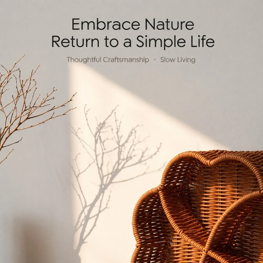 Imitation Rattan Serving Tray Multi Compartment Hand‑Woven Snack Basket Round Shape Sturdy Frame Dry Fruit Plate Coffee Table