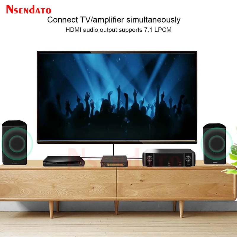 Divisor HDMI 1X2 4K 60Hz 1 en 2 salidas convertidor de interruptor HDMI con adaptador de corriente para Monitor HDTV Dolby HDCP2.2 DTS 1080p 4K