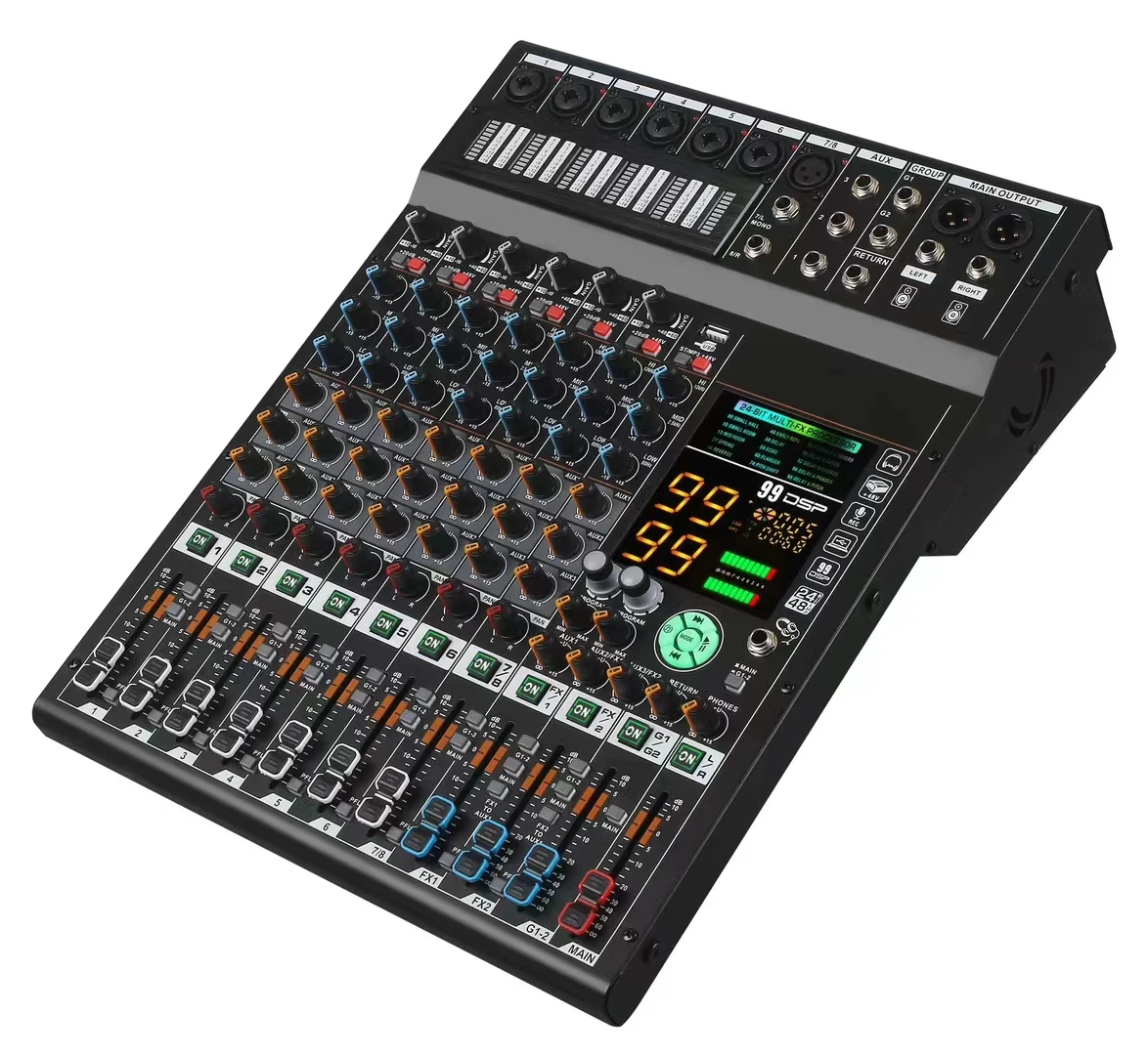 XTUGA D-8/16 Channel Professional Audio Mixer Console Effect Digital Stage Record Live Performance Music Video Lighting