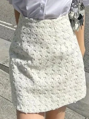 

Summer New Fashion White Flower A- Line Mini Skirt for Women Sweet and Cute Girls Versatile High Waist Slimming Short Skirts
