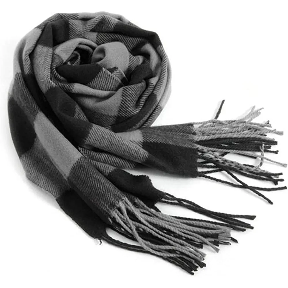 

Classic Plaid Winter Scarf for Men – Soft, Warm with Tassel Trim