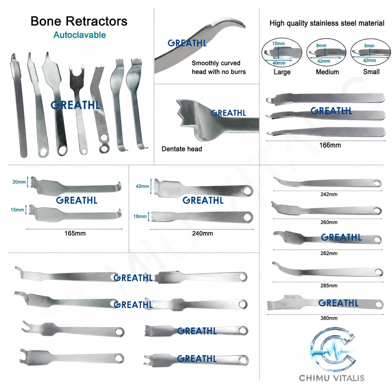【CHIMU VITALIS】 GREATLH Stainless Steel Hohmann Retractor Joint Surgery Instrument