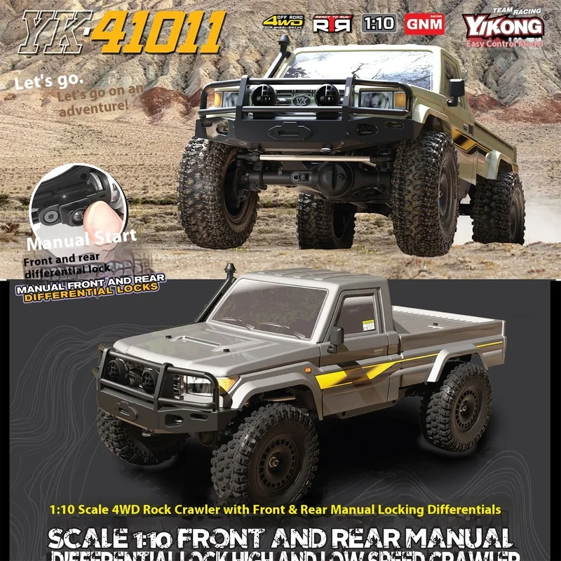 

YK Yikong 41011 SE 1/10 4WD RC Матовый автомобиль Моделирование Двухскоростной пульт дистанционного управления Электрический пикап Альпинистская модель внедорожника