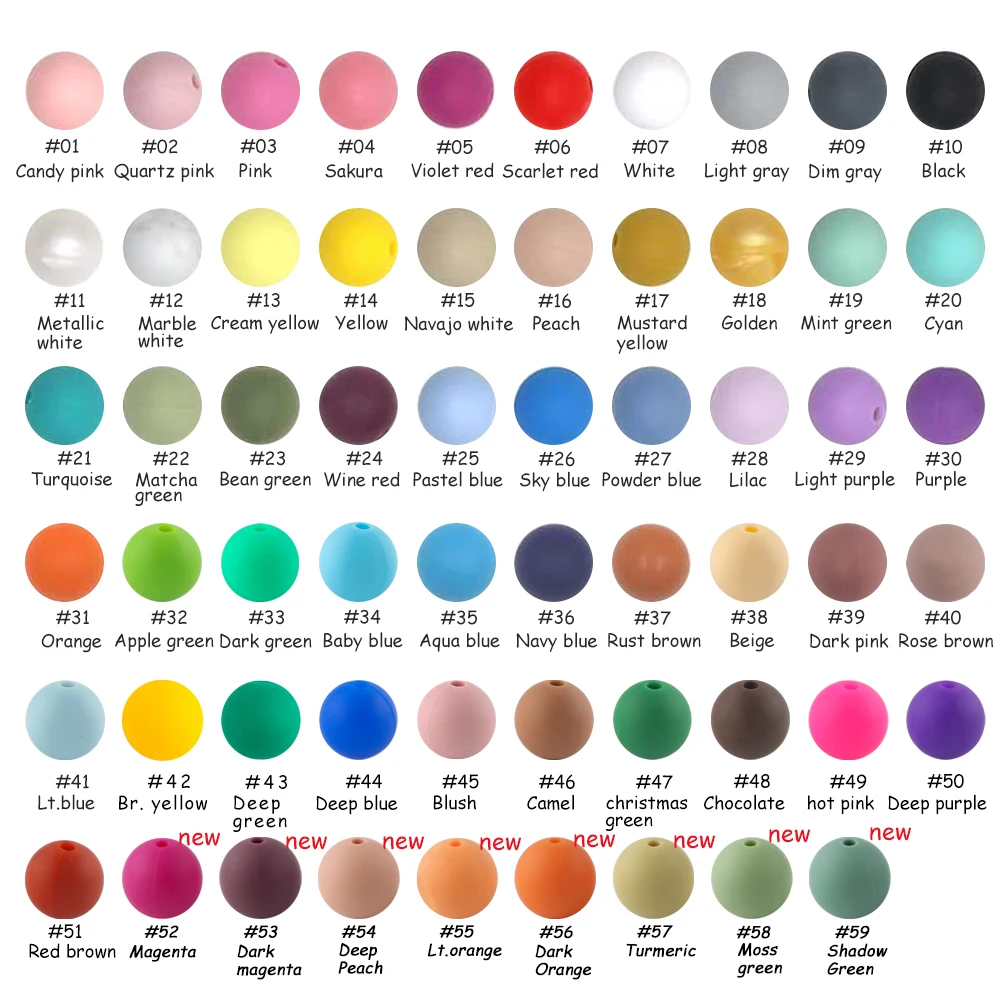 50pcs Silicone Beads 9/12/15MM Round Focal Beads DIY Necklace Bracelets Pen Keychain Necklace Jewelry Accessories