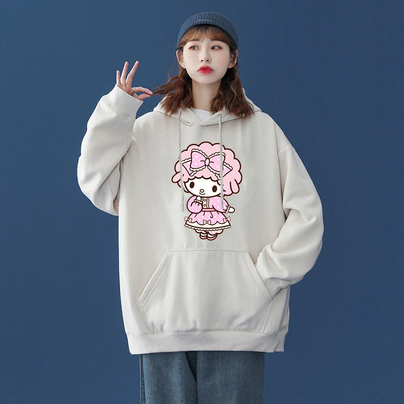 Sanrio My sweet piano Men's and Women's Hoodie Casual Street Clothing Long sleeved Sweatshirt Boys and Girls Autumn Top Coat