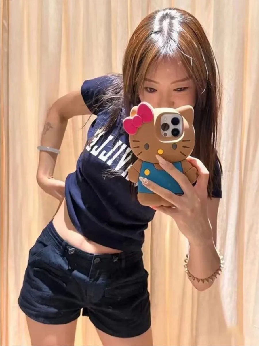 Navy Pocket Cargo Shorts Women Summer High Waist Cotton Sports Short Pants Female Vintage Harajuku Streetwear Sweat Shorts Y2K