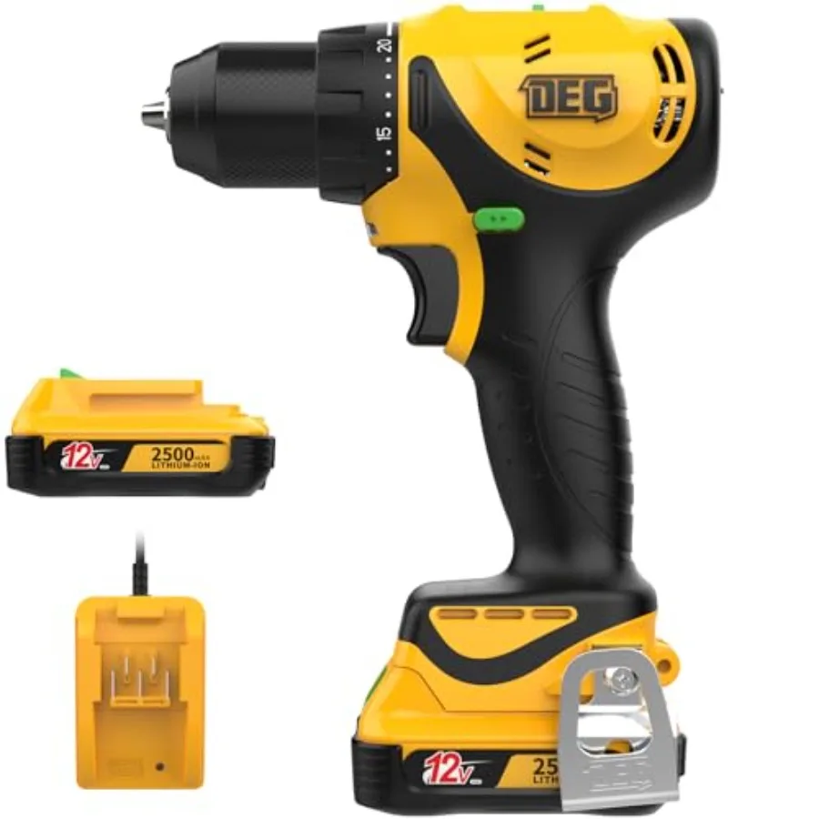 

12V MAX Cordless Drill/Driver KitElectric Power Drill Set with Battery and Charger 3/8-Inch Keyless Chuck 2 Variable Speed 20+1