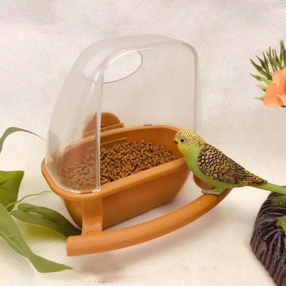 Playing and Eating Bird Cage Decor Fix on Cage Clear Birds Watering Bowl Bird Feeder Bird Food Container Parrot Supplies