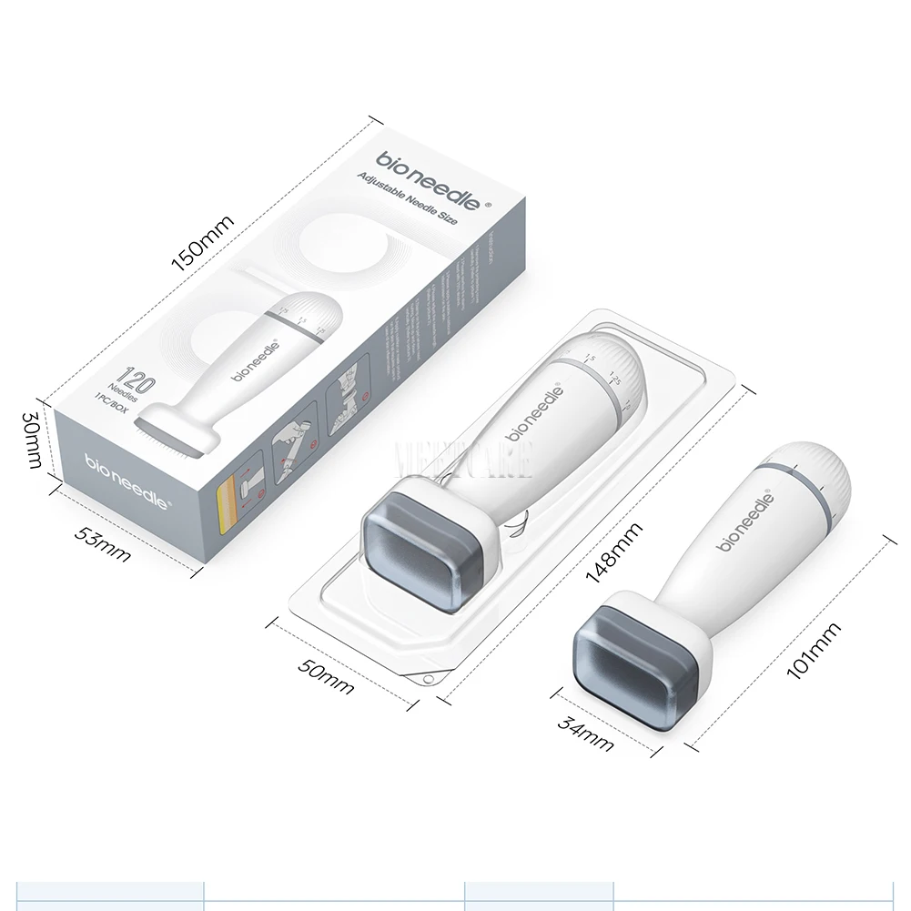 120pin Bio Derma Stamp Roller Adjust Needle Derma Microneedle Pen for Beard Hair Growth  Microneedling Dermaroller System