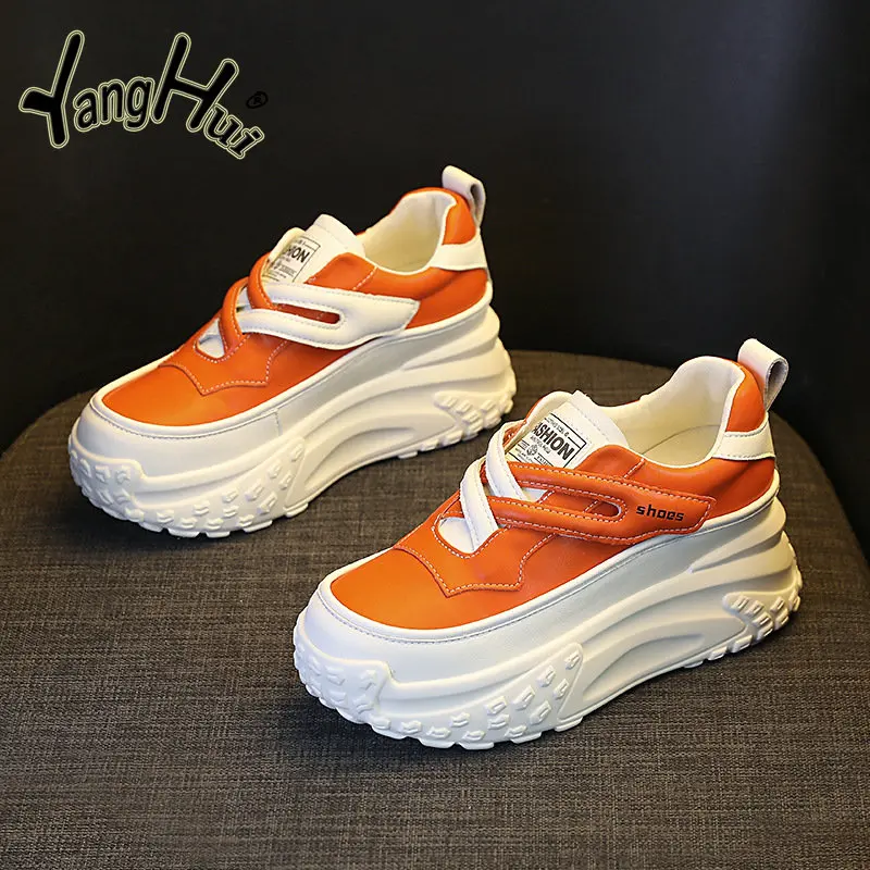 All-match Thick Bottom Casual Sneakers 2023 New Fashion Pu Elevated Anti-slip Waterproof Sports Shoes for Women Spring Summer