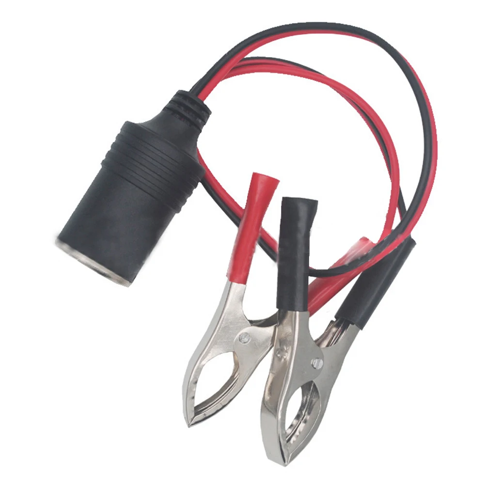 12V or 24V DC Adapter with For Alligator Clip Leads for Connecting Portable Equipment to Vehicle Battery via Socket Interface