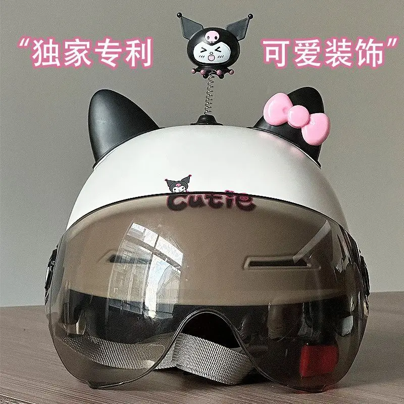 Kawaii Sanrio Kuromi Electric Vehicle Helmet Accessories Cartoon Wings Bear Rabbit Cat Ears Bamboo Dragonfly Helmet Decorations