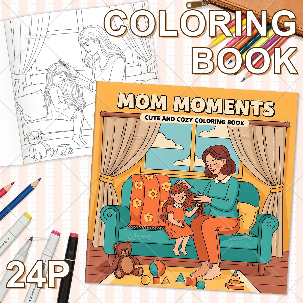 Anti Anxiety Mom Moments Coloring Book for Adults Stress Relief DIY Painting Drawing Art Activity Book Perfect Gift Relaxation