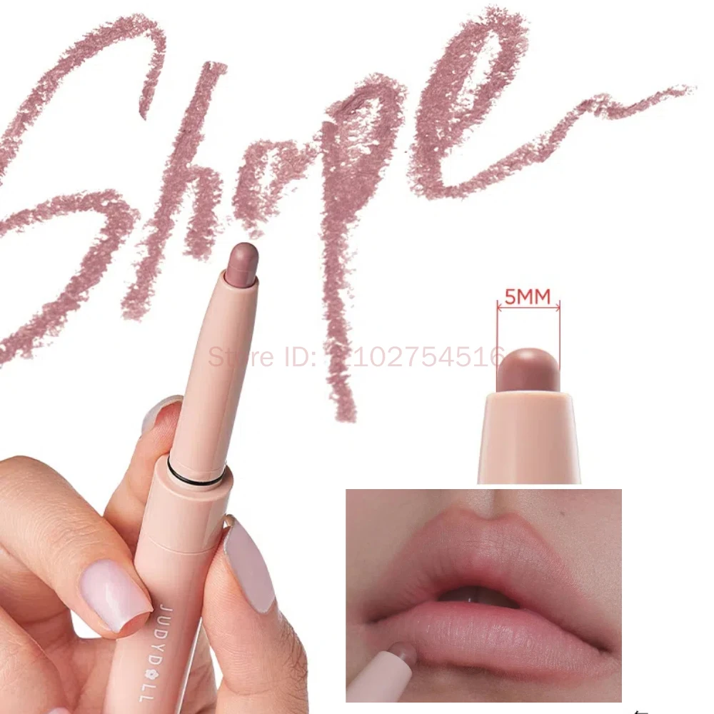 Judydoll Double Head Lip Gloss Lip Liner 2-in-1 Mirror Water Gloss Red Contour แต่งหน้ากันน้ําลิปสติกติดทนนานเครื่องสําอาง