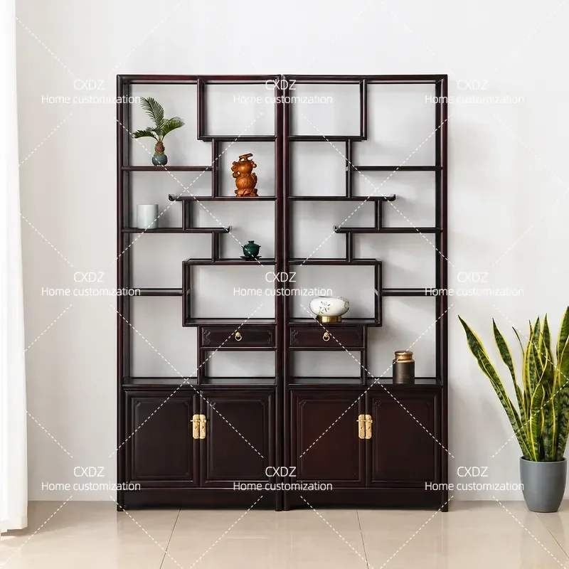 Zambian Blood Sandalwood Bogu Shelf New Chinese Style Duobao Pavilion Solid Wood Display Rack Living Room African Red