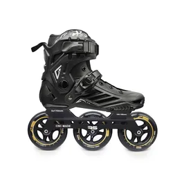 Patines de patinaje en línea para adultos, zapatos Premium con R5 de 3x110mm, para estudiantes, niños y niñas, color blanco y negro, 110mm
