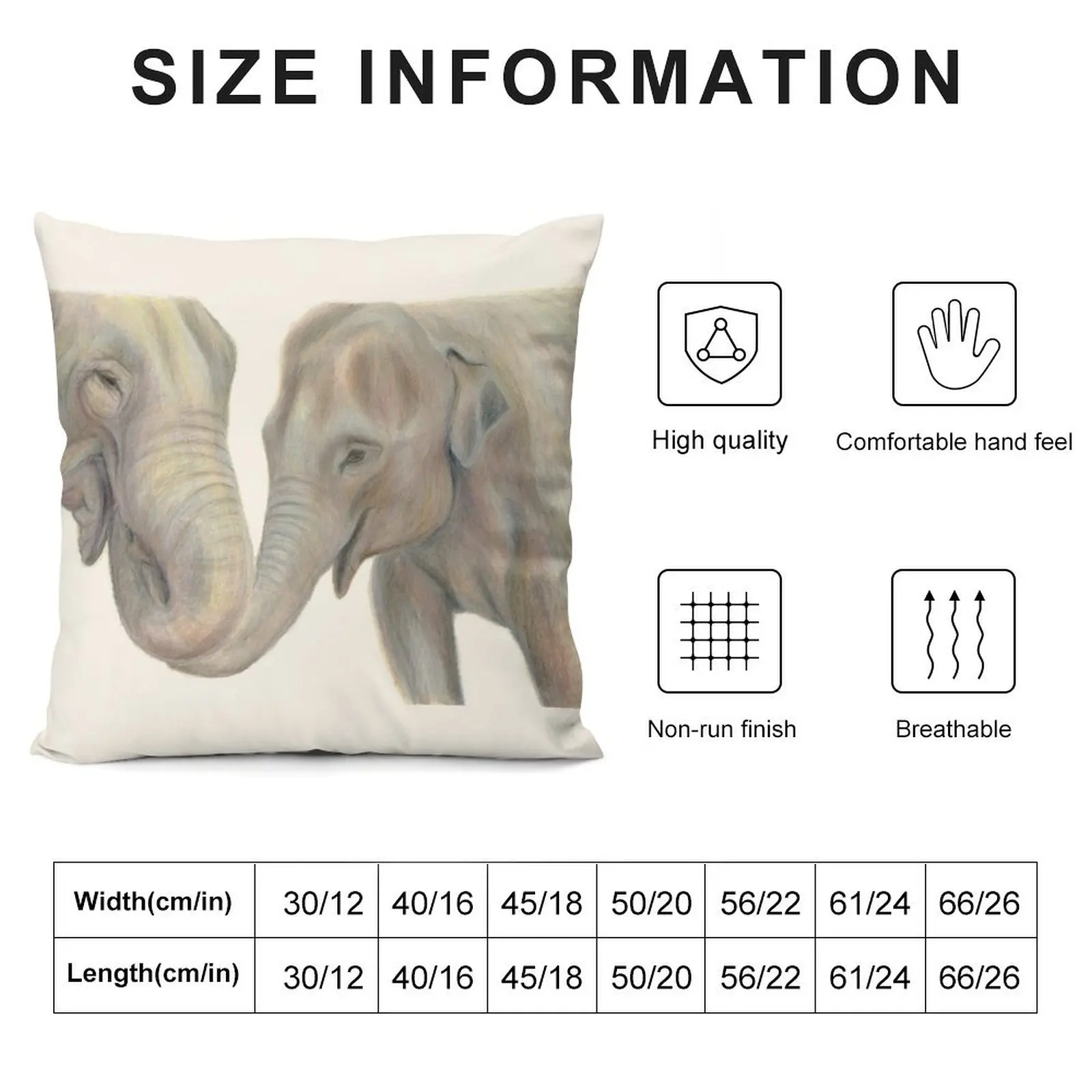 Elephant love, two lovely elephants holding trunks Throw Pillow Cushions Cover Christmas Throw Pillows Covers pillow