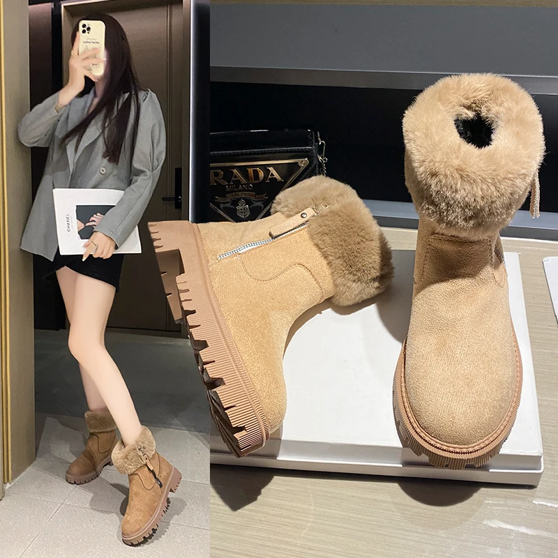 

Botas Women's Shoes Winter Plush Insulation Snow Boots Women's Boots Flat Shoes Non Slip Cotton Shoes Large 35-42 botas mujer