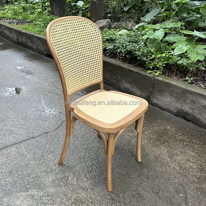 Low Price Stacking Wooden Rattan Restaurant Party Wedding Event Banquet Hotel Chair With Removable Cushion