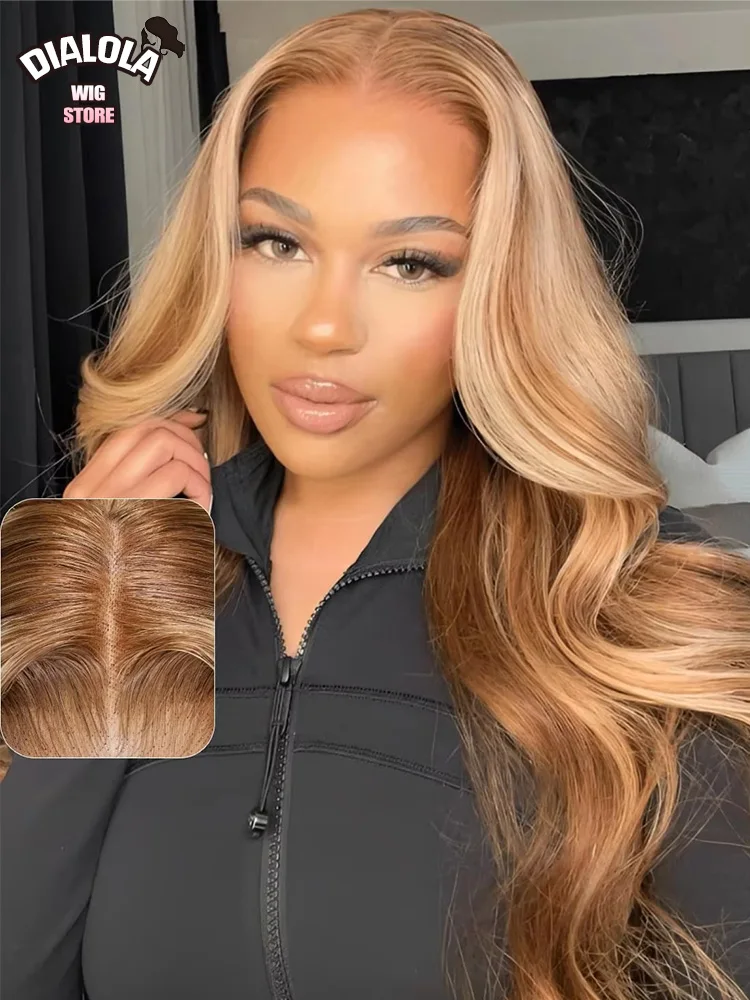 Dialola Hoogtepunt Pruik 13x4 Kant Frontale Body Wave Kant Voor Pruik 13x6 Losse Body Wave 4/27 Hoogtepunt Pruik Menselijk Haar Voor Vrouwen - afbeelding 2